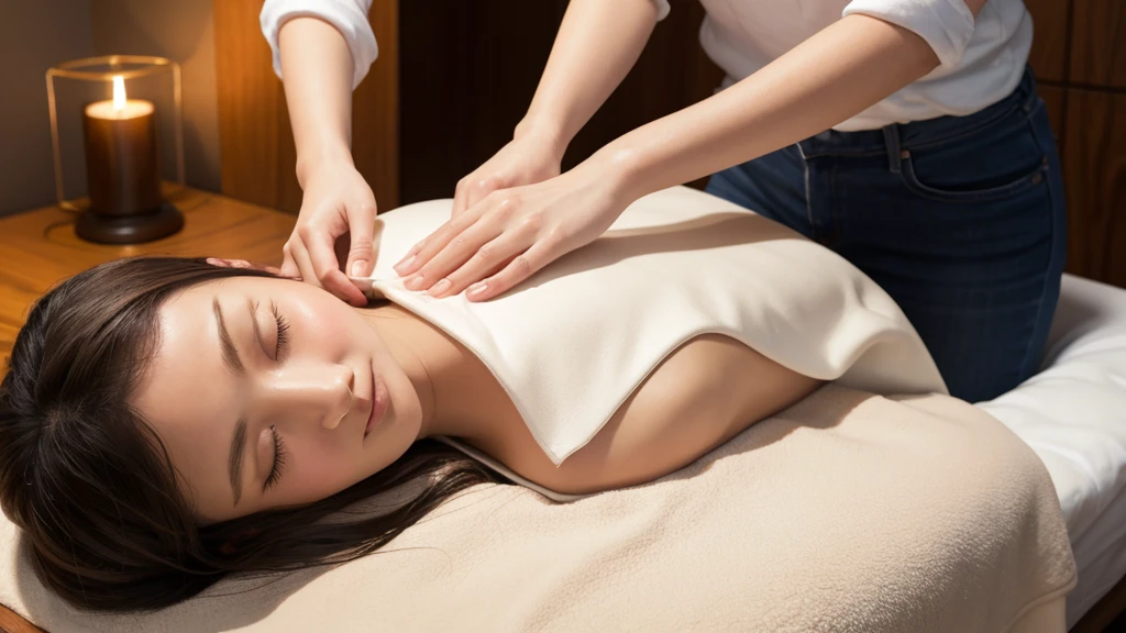 A woman lying face down receiving an oil massage