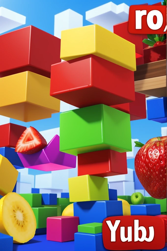 Create a thumbnail for YouTube which includes how to get good fruits in blox fruit in roblox.