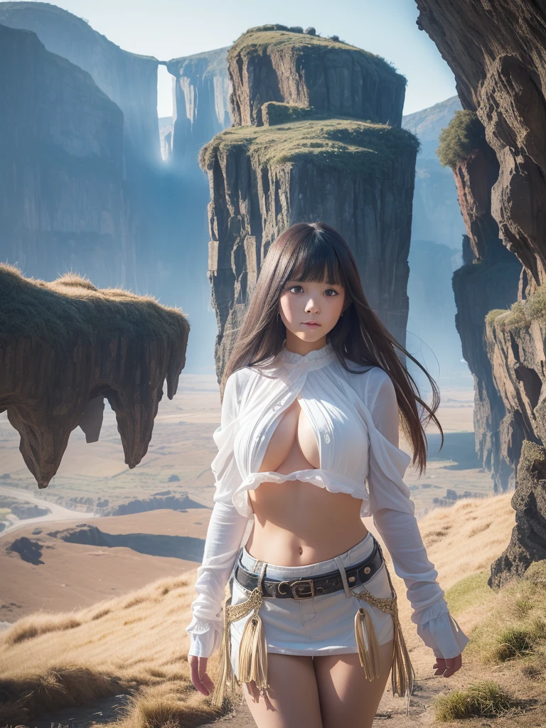 (young girl:1.1),,(the human:1.5),bangs,(world made by new technology with god arms:1.5), (The scenery in crazy brain:1.3),( beautiful body with big hip:1.5)