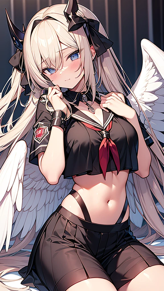 {{The lustful angel takes over the body of a high school girl and transforms the high school girl&#39;s face into that of an angel.}}, High school girl angel, (See-through:1.3),White Seraphim,Sailor suit, White Theme,, Sailor suit, View your viewers,  Insanity, Disheveled long hair, Beautiful attention to detail,Hair shines,Elevation,Blue sailor collar, Firm breasts,A light smile,Partially, ((Intense vaginal sex with a man: 1.5)), Cowgirl Sex, NSFW