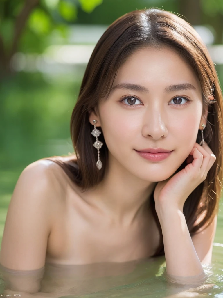 (highest quality, 4K, ​masterpiece :1.3), 
keen focus, bright colors, Bewitching, friendly, whole upper body, full upper body portrait, perfect nude body, perfect nude breast,
18 year old, 1 person, (Half Japanese and half Russian）, Beautiful actress face, 
Smooth body :1.3, exemplary body shape:1.5, Perfect style：1.4, subtle smile, casual, liegt casual in einem romantischen wellnessbad
, pretty earrings, award winning foto, trending on artstation, 16k resolution, intricate details, masterpiece,
