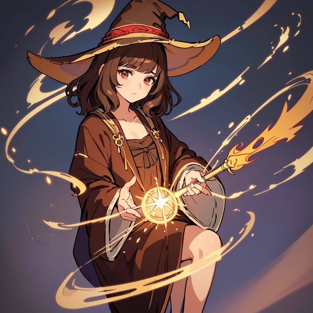 1girl, solo, short sleeves, green eyes, looking at viewer, smile, , simple background, heart 1girl,( <lora:kunaboto epoch 8:1> , steam, thong, megumin, <lora:megumin-13:0.1> witch hat, red dress, magic staff,