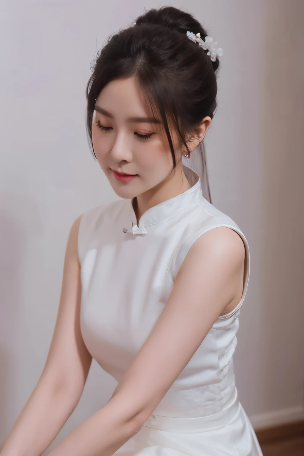 (8k, RAW Photo: 1.2), Best Quality, 1 Woman, Beautiful Face, Delicate Skin, Gorgeous Bun, Hair Accessories, Hanfu, Jewelry, Full Body, High Detail, Design Sense, Focus, Flowing Soft Tulle, Arms and Thighs Exposed, Sketch, Denoising, Dramatic, Cinematic, Particle Effects, White Background, Super High Resolution, Best Shadow, RAW, (HDR) (Wallpaper) (Cinematic Lighting) (Sharp Focus), Masterpiece, (Very Detailed CG Unified 8k Wallpaper)
