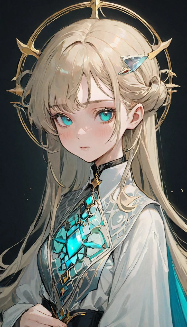 White shirt、Realistic textured skin、Ash Blonde、1 strand of hair、Side Tail、Turquoise Eyes、16 years old、Tarot Cards、Tarot Cardsを持っているドレスと帽子を着た女性のクローズアップ, Beautiful Celestial Magician, portrait of a Female Wizard, Female Wizard, Mechanized Witch's Little Wizard!, Female Wizard, dark witch character, magician magic witch, Black-haired wizard, Dark Sorceress Full View, Astral Witch Outfit, Dark magician full body pose、