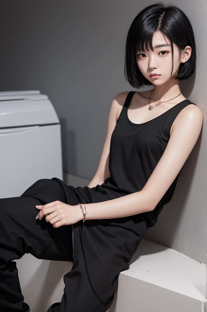 18 year old Korean, who has short black hair, and black clothes