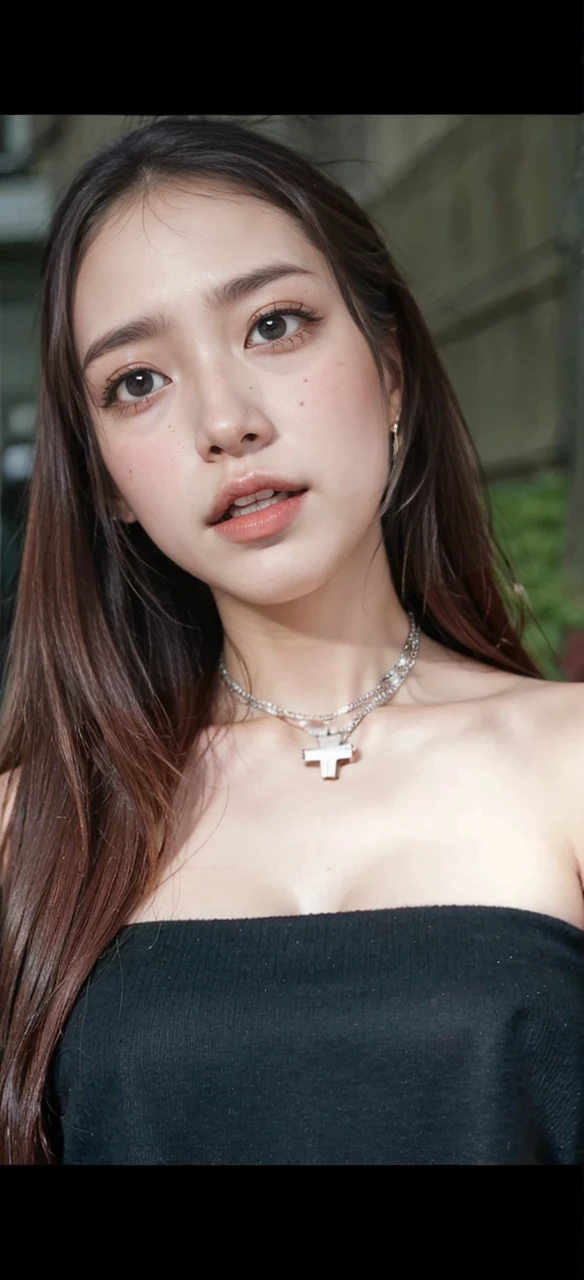 Best Quality, Masterpiece, The ultra-Highres, (Photorealistic:1.4), Raw foto, (perfect body figure), (Slim:1.2), Dynamic Pose, 1Girl, (Full-figured:0.9), Solo, Big breasts, Sagging breasts, school uniformss, plaid mini skirt, Dark In, natta, on a street, Deep Shadow, Low Key, Cold light 12000K