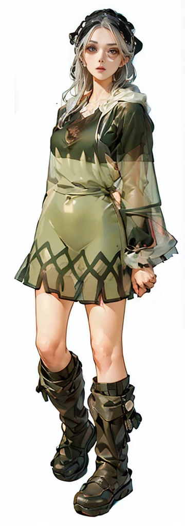 ((Upper shouldescial closeupigboobs, looking at viewe, Anime big breasts, Standing Painting, Viewing angle, Foreshortening, Foreshortening, 8K, Super Detail,Silver Hair,Endless Reality, Gray background, Standing Painting, 8K, Super Detail, 1080P, Women HD,woman, 16K, high resolution, best quality, high quality, Anatomically correct, masterpiece, precise, Ultra HD,Black silk tulle,No light effect