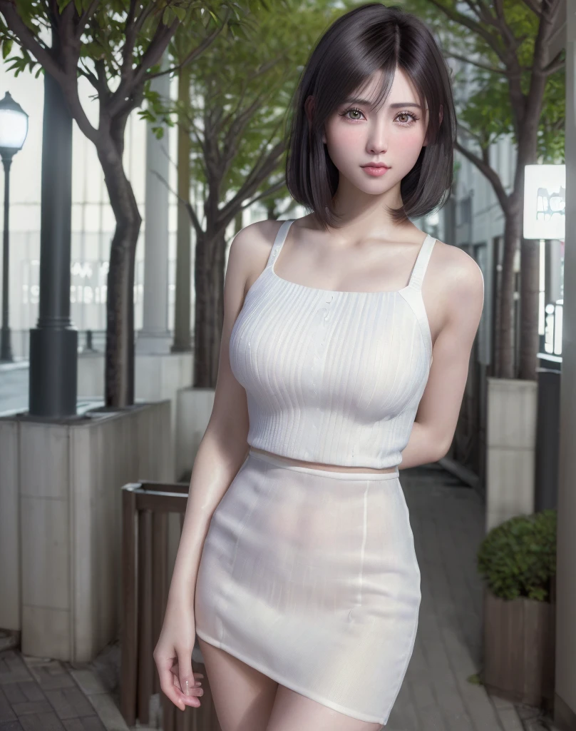 (masterpiece: 1.3), (8K, Photorealista, Photo Raw, top-quality: 1.4), full bodyesbian, Walking the streets of Tokyo, (1girl in), gorgeous faces, (lifelike face), (A dark-haired, short-haired: 1.3), Gorgeous hairstyle, realisticeyes, beautiful finely detailed eyes, (Pere Lealis...