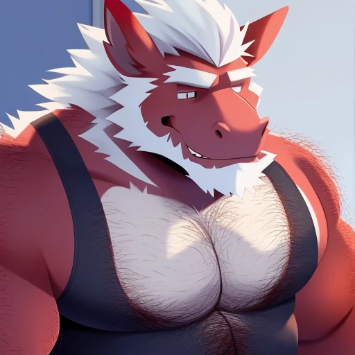 front page, high resolution, Superior quality, Best Quality, paid reward available, incomparable masterpiece, perfect work of art, absurdities, High quality illustrations, absurdities, perfect anatomy(good 1 guy, kemono, Muscle man)(furry, furry anthro:1.7)(cuerpo furry, Animal facial features, Characteristics of the animal body)(highly detailed body fur)SMILE, portrait, cinematic lighting,　Full nude big penis