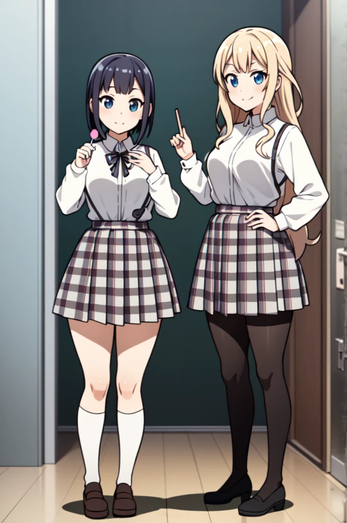 Super detailed, masterpiece, Highest quality, 3Life size,Deformation,girl,2 people,Lollipop,2 peopleのうち1人はチャイナ服,2 peopleのうち1人はメイド服,cute,Mini character