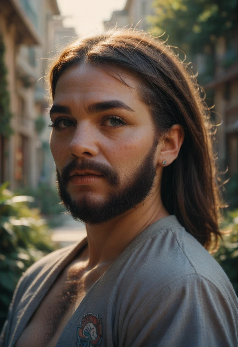 bearded woman with mullet cut