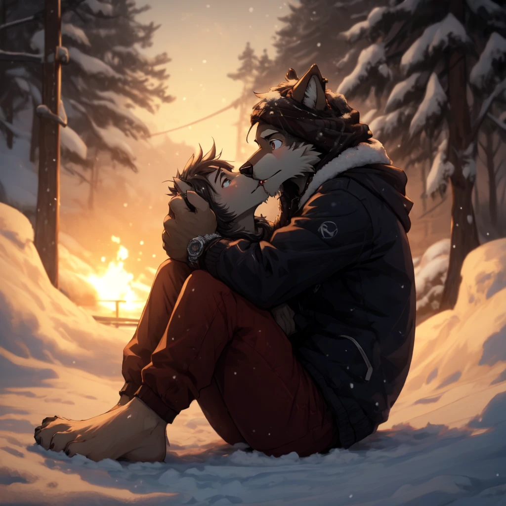 (((Barefoot furry character, full body, cinematic setting, furry male, plantigrade))) (((1boy, 1girl)))

God I miss you like hell
I was wrong I can tell
For the heart can be (((blind and frozen)))
Now I live with the pain
Every night, every day
As I read those letters you wrote me

How I long for the time
When your lips would kiss mine
And the promise was still unbroken
I will wait for tomorrow
That may never come
I will wait in the name of love

BREAK, winter, snow, ice, love atmosphere, intricate details, highly detailed, extreme detail, octane render, fine art, best quality, highres, (detailed face:1.5), ((full_body)), UHD, (((perfect hands))), low light