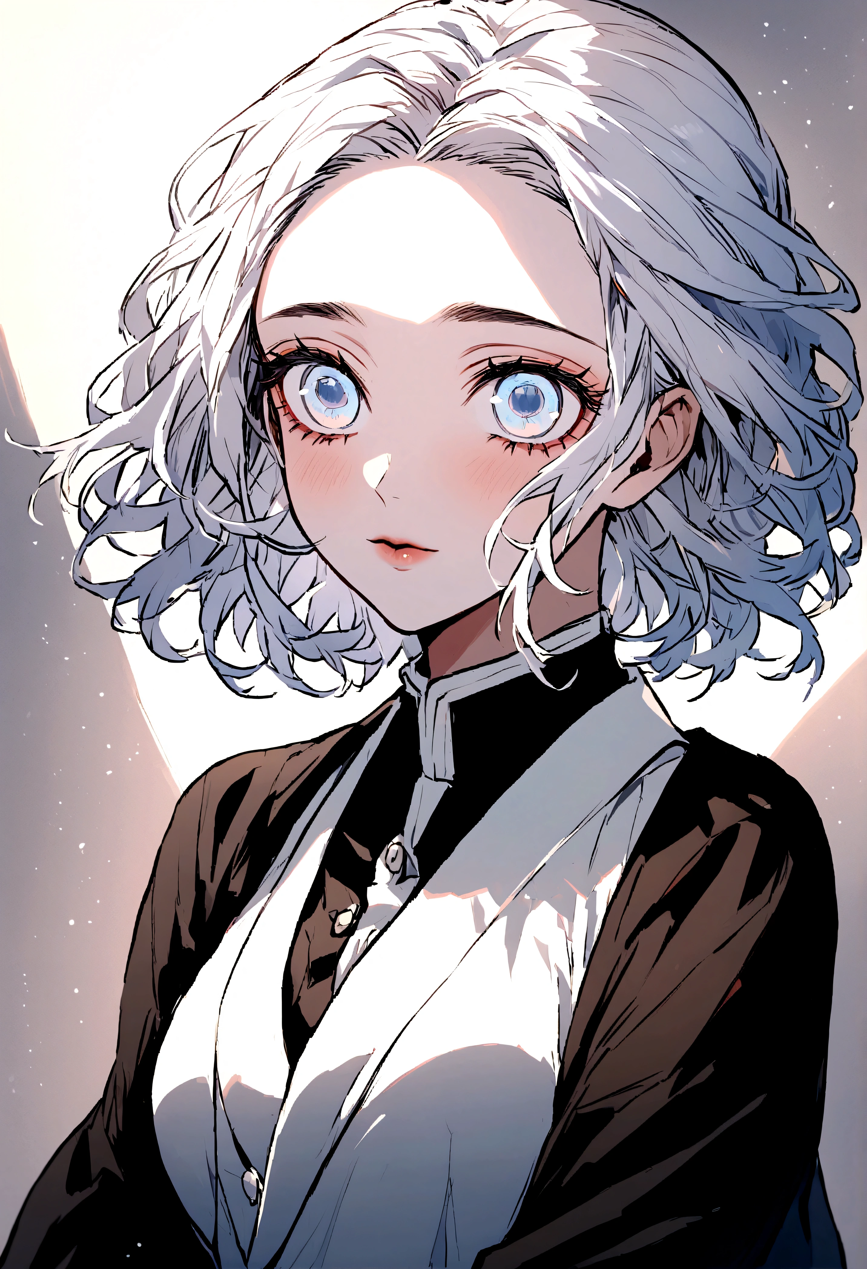 Kimetsu no Yaiba,woman, white hair, light blue eyes