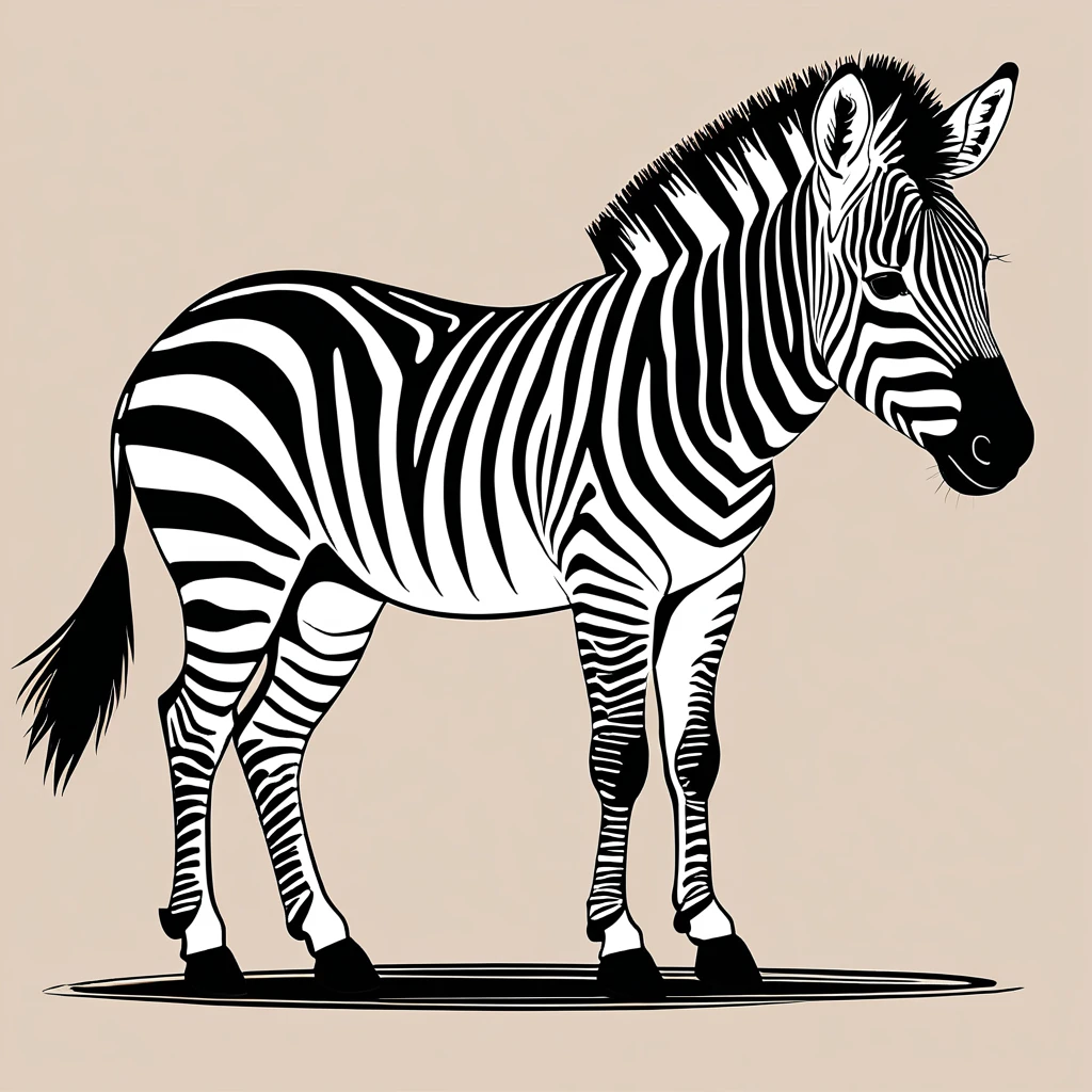cute mountain zebra, illustration, vector graphics, strong contours
