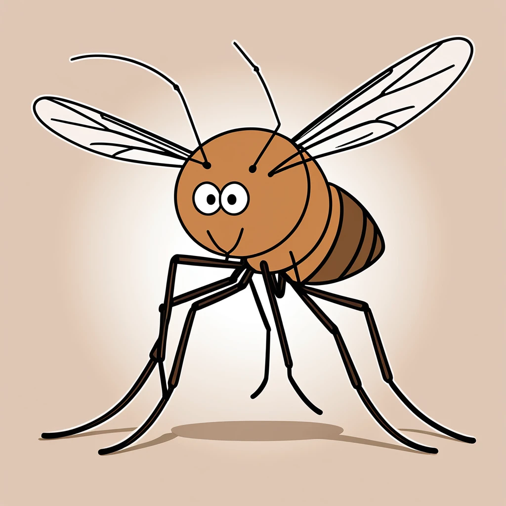 cute mosquito, illustration, vector graphics, strong contours