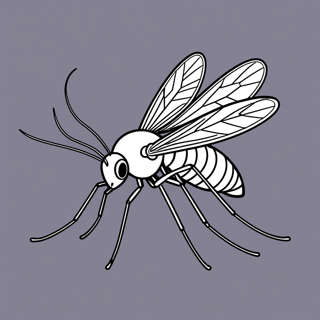 cute mosquito, illustration, vector graphics, strong contours
