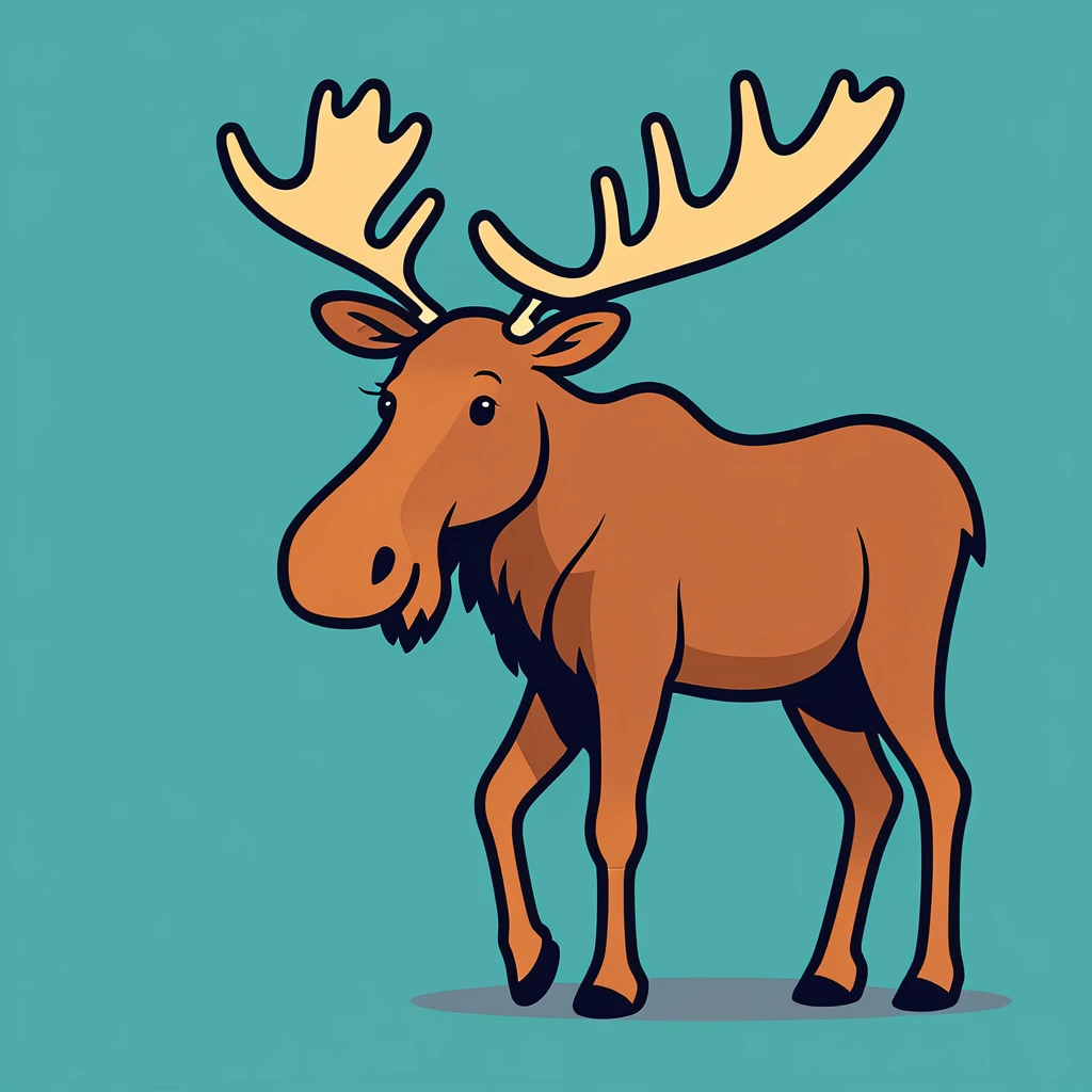 cute moose, illustration, vector graphics, strong contours