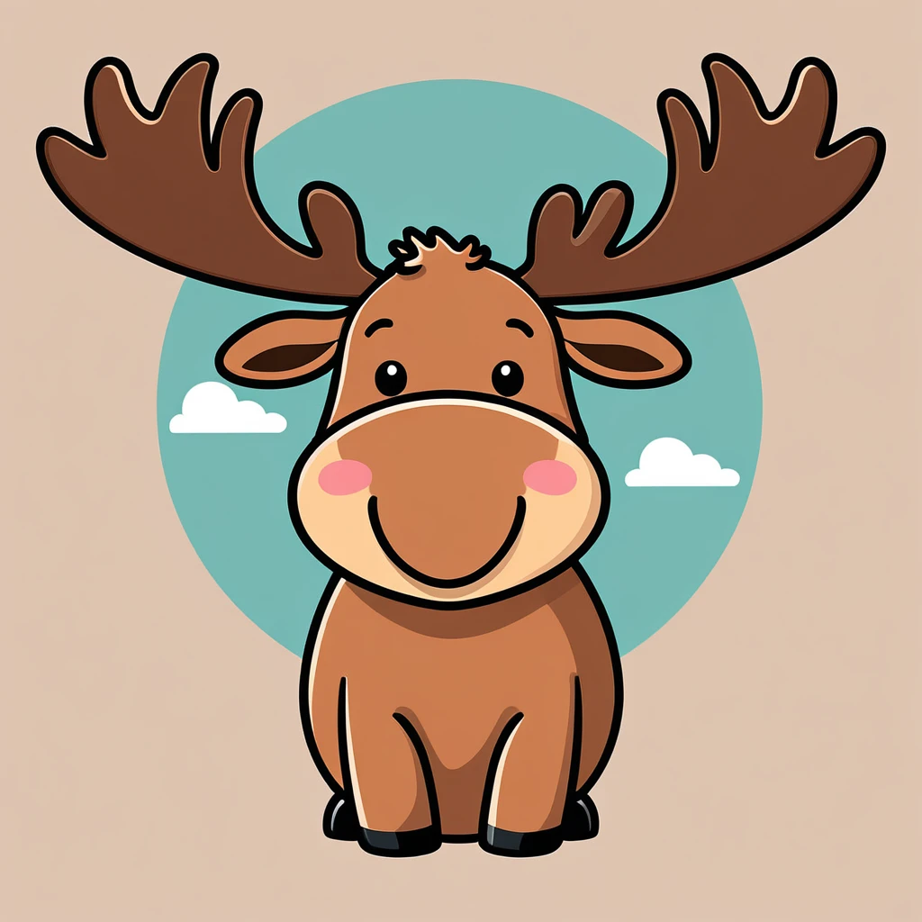 cute moose, illustration, vector graphics, strong contours