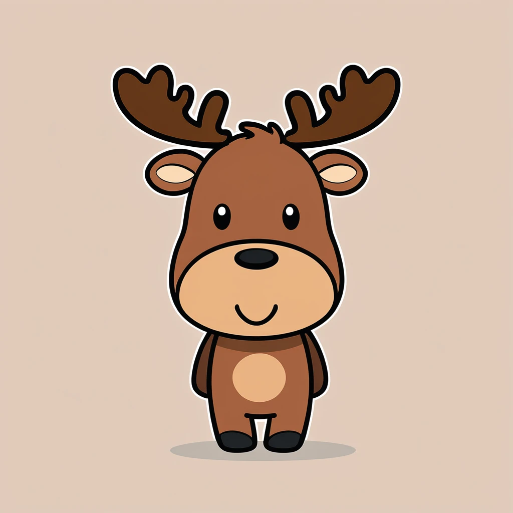 cute moose, illustration, vector graphics, strong contours