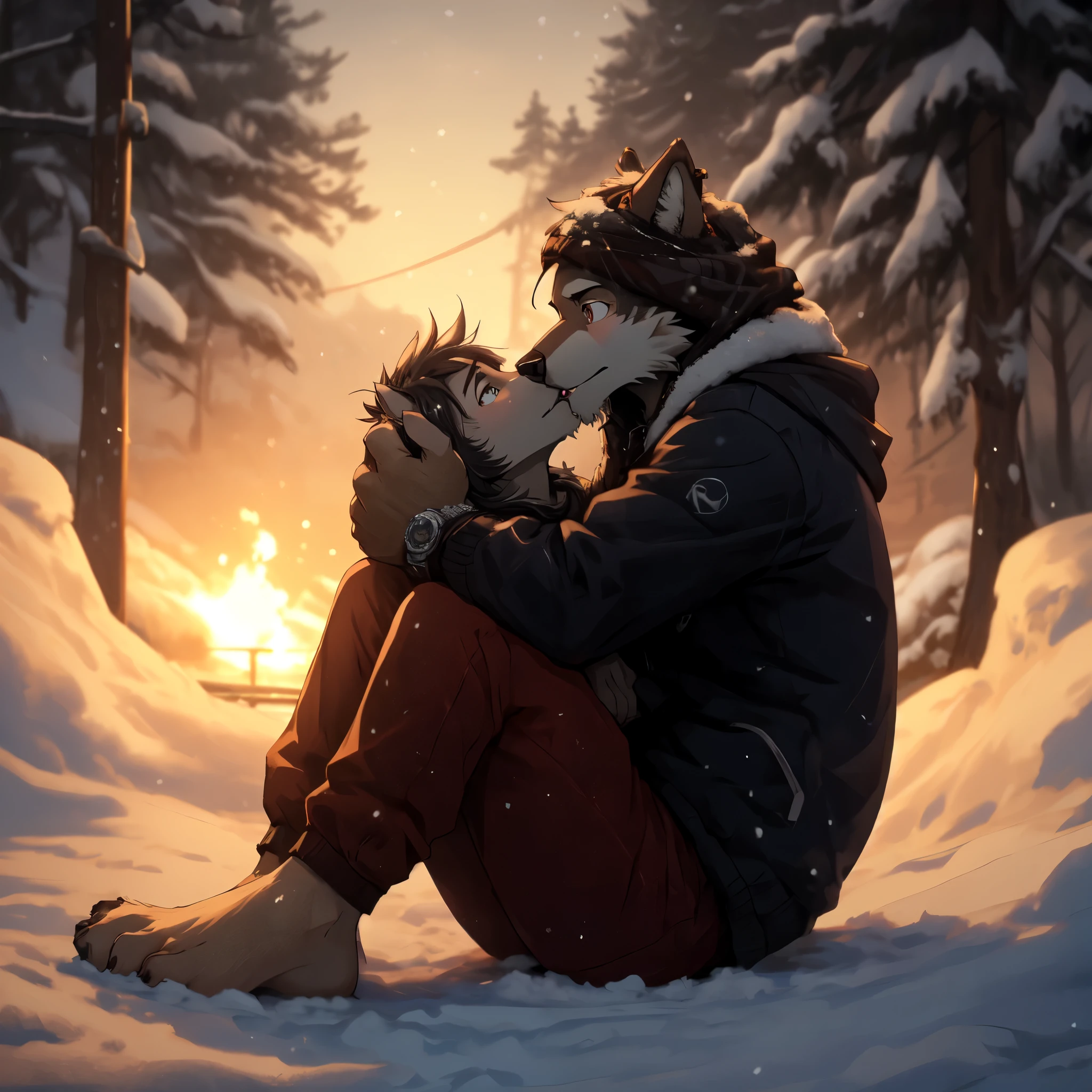 (((Barefoot furry character, full body, cinematic setting, furry male, plantigrade))) (((1boy, 1girl)))
God I miss you like hell
I was wrong I can tell
For the heart can be (((blind and frozen)))
Now I live with the pain
Every night, every day
As I read those letters you wrote me
How I long for the time
When your lips would kiss mine
And the promise was still unbroken
I will wait for tomorrow
That may never come
I will wait in the name of love
BREAK, winter, snow, ice, love atmosphere, intricate details, highly detailed, extreme detail, octane render, fine art, best quality, highres, (detailed face:1.5), ((full_body)), UHD, (((perfect hands))), low light