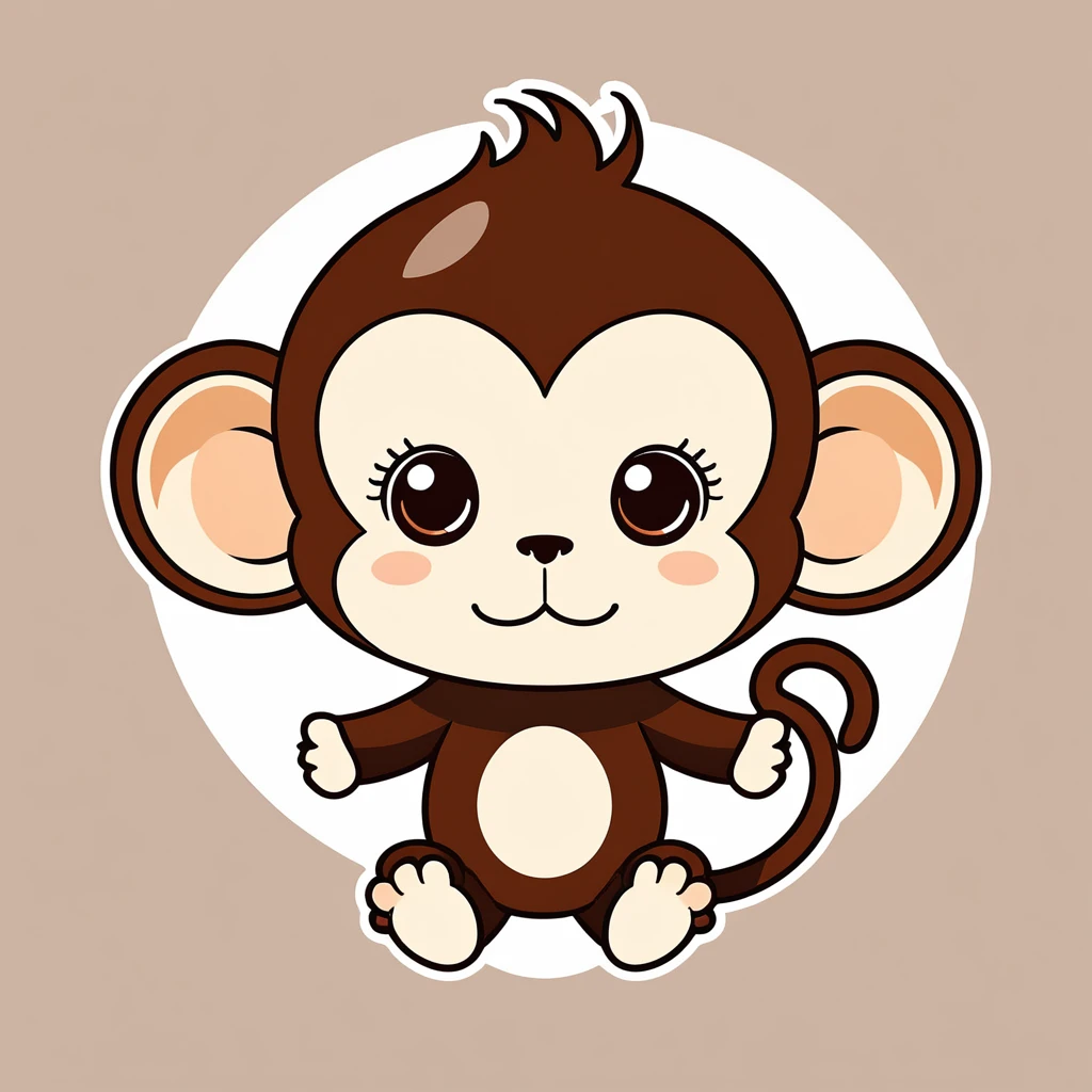 cute monkey, illustration, vector graphics, strong contours