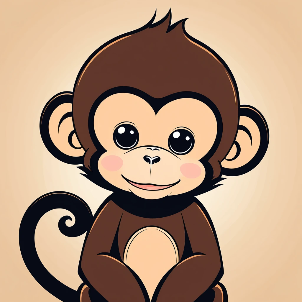 cute monkey, illustration, vector graphics, strong contours