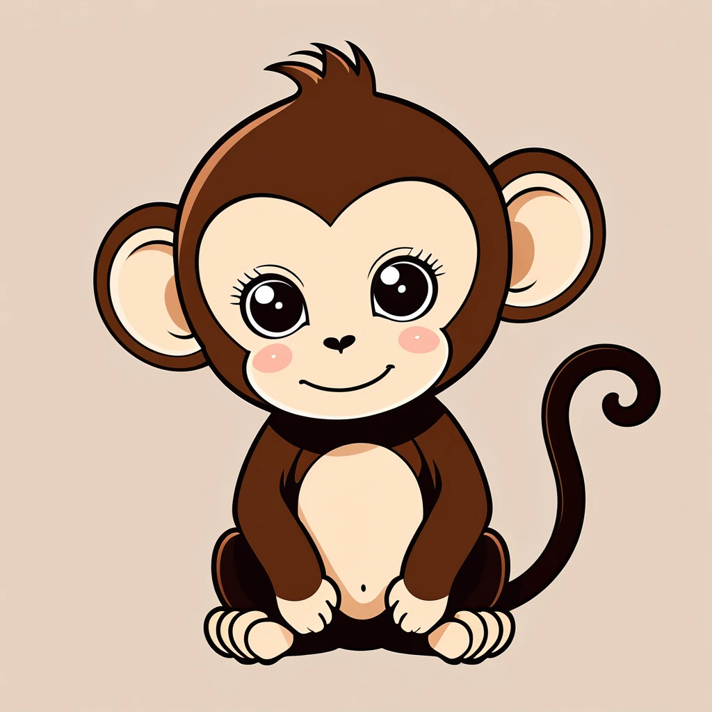 cute monkey, illustration, vector graphics, strong contours