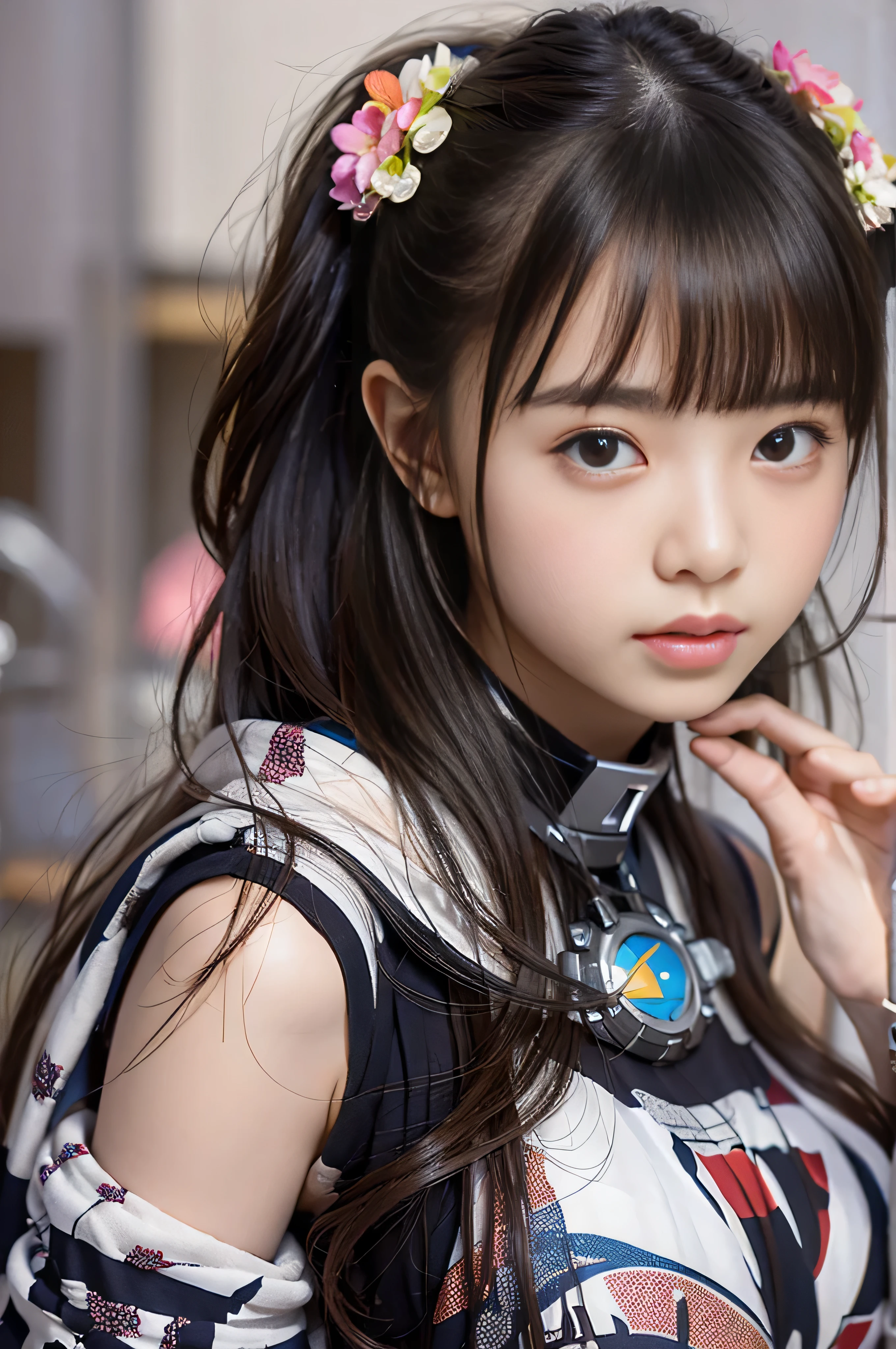 (masterpiece, 最high quality:1.2), 8K, Young and beautiful girl, Exquisite portrait of a beautiful and perfect woman, Embarrassed expression, Textured skin, Super detailed, Attention to detail, high quality, 最high quality, High resolution, 1080P, Hard disk, beautiful,(Gundam),Beautiful cyborg woman,Mecha Cyborg Girl,Battle Mode,Girl with a mechanical body,She wears a futuristic Gundam mecha,Medium bust, Nipple on the machine, Cleavage, Exposed lower abdomen, Side boo boo, Underboo Boo, Full Body Shot, Rough nude,