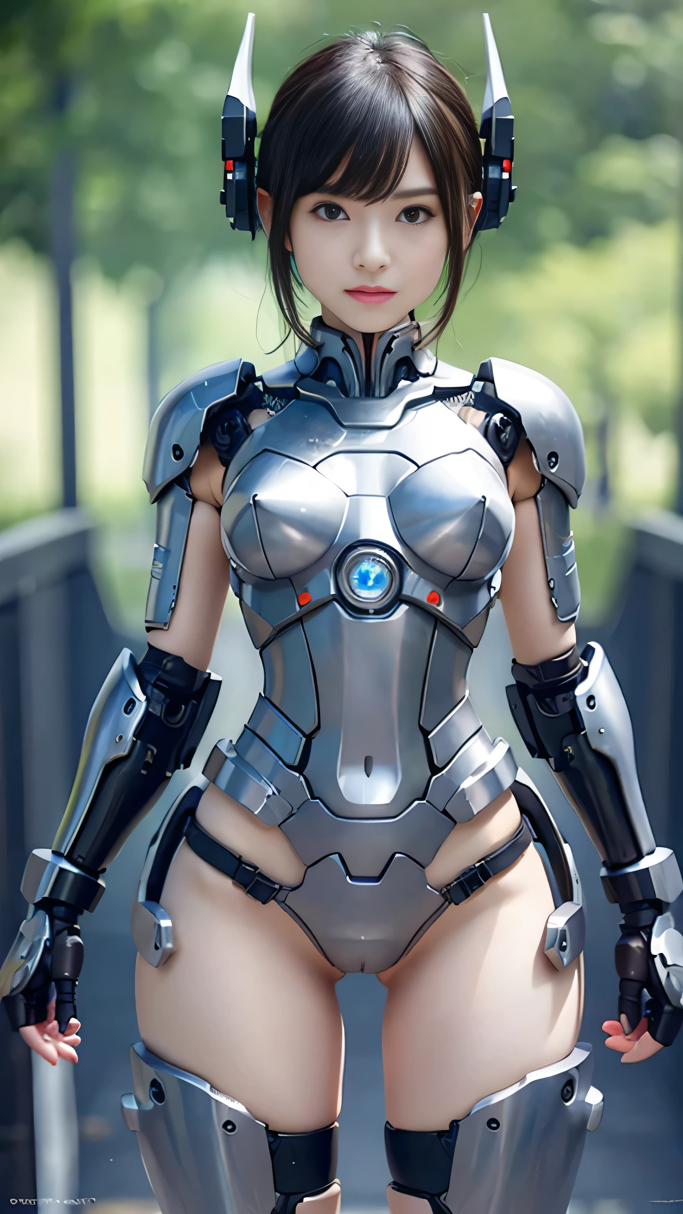 (RAW quality:1.4), Textured skin, short hair, Very detailed, Attention to detail, high quality, 最high quality, High resolution, 1080P, Hard disk, young, beautiful,(cyborg),beautifulcyborgwoman,Mecha cyborg girl,Battle Mode,Girl with a mechanical body,She wears an erotic and revealing cyborg mech,Cowboy Shot, Mecha with exposed underbust and lower abdomen, (Hard and erect nipples:1.4), (Nipples pointing upwards:1.4), (Little pubic hair:1.4), White Gundam Mecha, Combat pose,