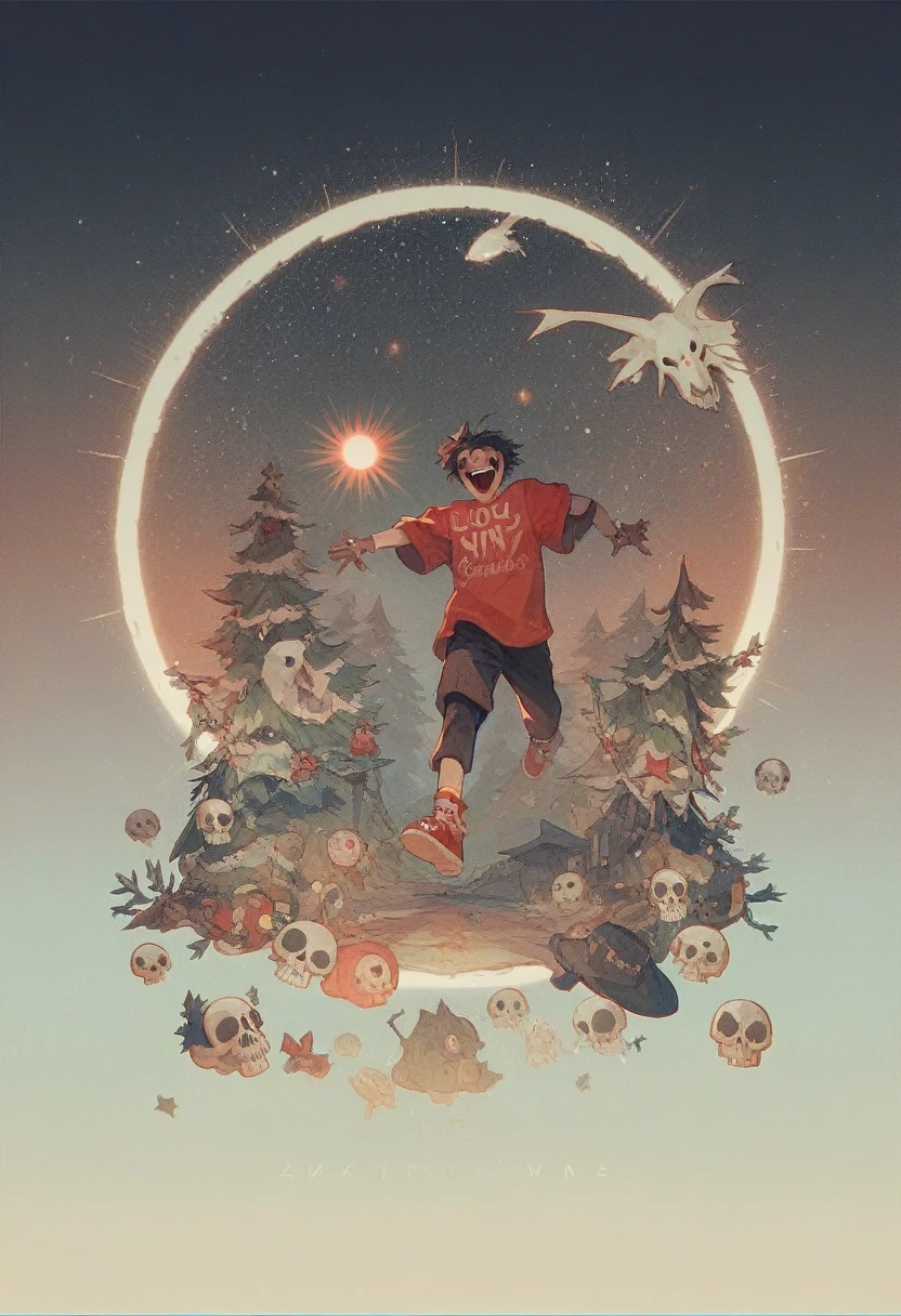 skull, Mohican, vectorial art,j-horror, black backdrop, t shirt logo design, happy, lens flare abuse, Yuki Katsura, subalpine meadows, Catfish Walking, red christmas