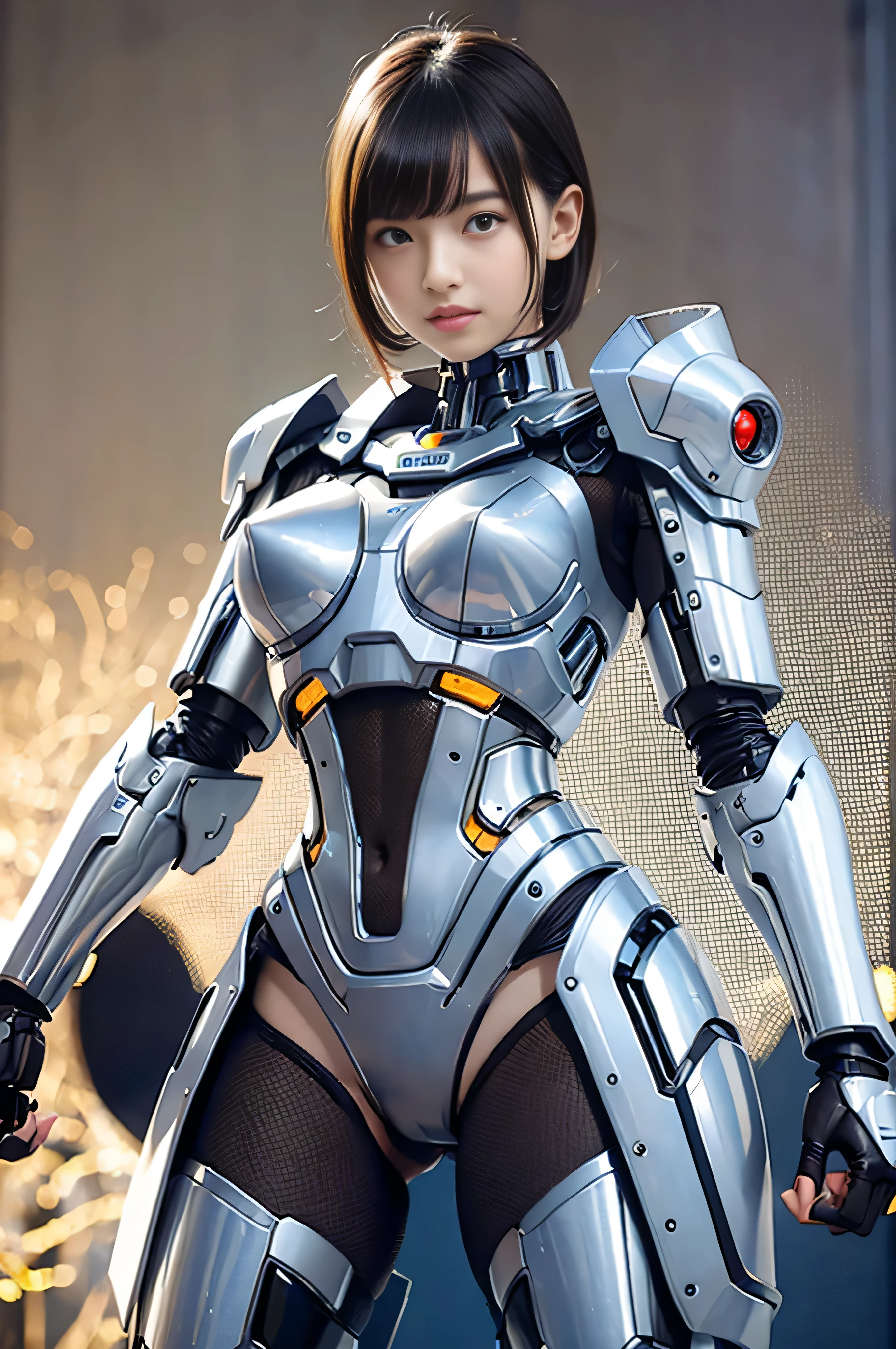 (RAW quality:1.4), Textured skin, short hair, Very detailed, Attention to detail, high quality, 最high quality, High resolution, 1080P, Hard disk, young, beautiful,(cyborg),beautifulcyborgwoman,Mecha cyborg girl,Battle Mode,Girl with a mechanical body,She wears an and revealing cyborg mech,Cowboy Shot, Mecha with exposed underbust and lower abdomen, (Hard and erect es:1.4ples pointing u1.4), (Little pubic hair:1.4), White Gundam Mecha, Combat pose,