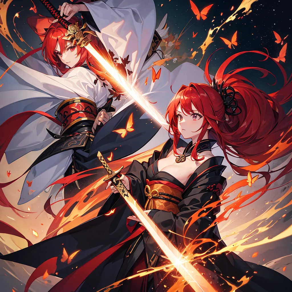 1 handsome guy in demon killer art, demon horn, red hair,sword, Inspired by Bian Shoumin, heise jinyao, Inspired by Seki Dosheng, Cai Xukun, by Yang J, Guviz-style artwork, Deviantart ArtStation CGSCOSIETY, demon slayer rui fanart, 8k, hd, unreal engine, manly, handsome,