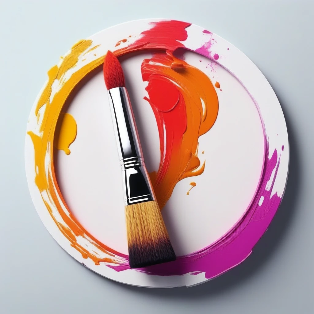 a beautiful detailed digital painting of a paint brush in a circle logo, centered composition, highly detailed, dynamic brush strokes, vibrant colors, glossy surface, elegant typography, minimal background, clean design, photorealistic, cinematic lighting, 8k, masterpiece