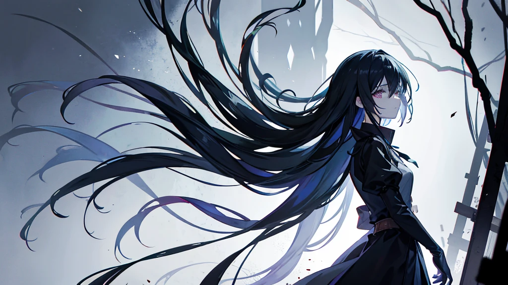 An anime girl standing alone in a surreal, shadowy world, looking through a lens. Her expression is contemplative and searching, as she sees faces that don't make sense. The background is filled with vague, distorted figures and shadows in disguise, with painted smiles and hollow eyes. The scene is dark and mysterious, with cracks in the veneer of reality visible behind her. She is trying to find her place in a world that has lost its way, with a sense of confusion and longing. The lighting is dim and atmospheric, emphasizing the hidden truth behind the curtain. The overall mood is one of introspection and the search for meaning in a forbidden and deceptive world.