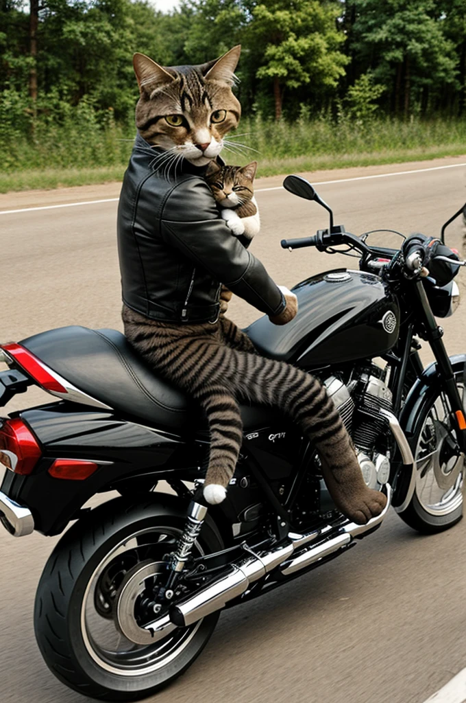 Cat riding a motorcycle