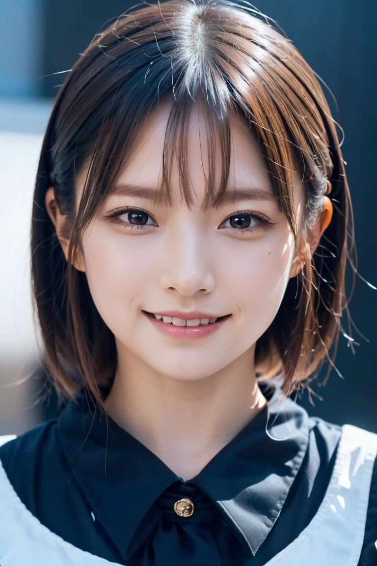 1 girl,(wearing colorful stage costume:1.2),very beautiful japanese idol portrait,close up of face,(RAW photo,best quality),(real,realistic:1.4),(masterpiece),very delicate and beautiful,very detailed,2k wallpaper,amazing,finely detailed,highly detailed CG Unity 8K wallpaper,very detailed,high resolution,soft light,beautiful detailed girl,very detailed eyes and face,beautiful refined nose,finely beautiful eyes,cinema lighting,(simple light color background:1.3),(short hair),(bob),full anatomy,slender body,small breasts,smiling