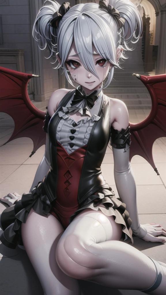 Hatsune MikuHumansEatingCryingDarkChurchRed BloodCat EarsHornsSmall BreastsBlue DressBandageBandageCannibalism