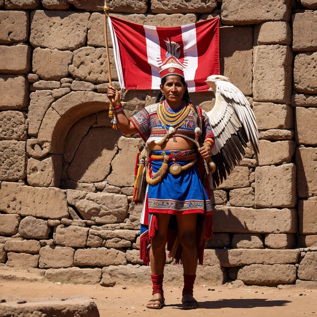 In an image with a national symbol it represents ancient and current Peru.