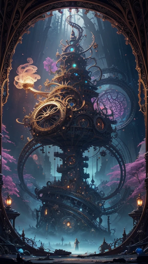 (best quality, 4k, high-res, masterpiece:1.2), ultra-detailed, realistic, vibrant colors, intricate details, dreamlike, surreal, fantasy, mesmerizing, ethereal, magical, whimsical, mystical, enchanting, otherworldly, vivid colors, vibrant atmosphere, mystical lighting, intricate patterns, ornate design, elaborate structure, imaginative, whimsical characters, surreal landscapes, steampunk elements, gears and cogs, intricate clockwork, mechanical marvels, intricate machinery, fantastical creatures, flowing smoke, vibrant explosions, surreal smoke trails, swirling colors, intricate vines, whimsical flowers, ethereal fog, glowing aura, enchanting glow, soft and dreamy lighting, vivid and contrasting hues, magical energy, dreamy atmosphere, fantasy world, surreal composition, mythical beings, intricate textures, surreal environment, whimsical details, dreamlike art, intricate symbolism, dynamic composition, elaborate costumes, fantastical architecture, whimsical props, surreal elements.