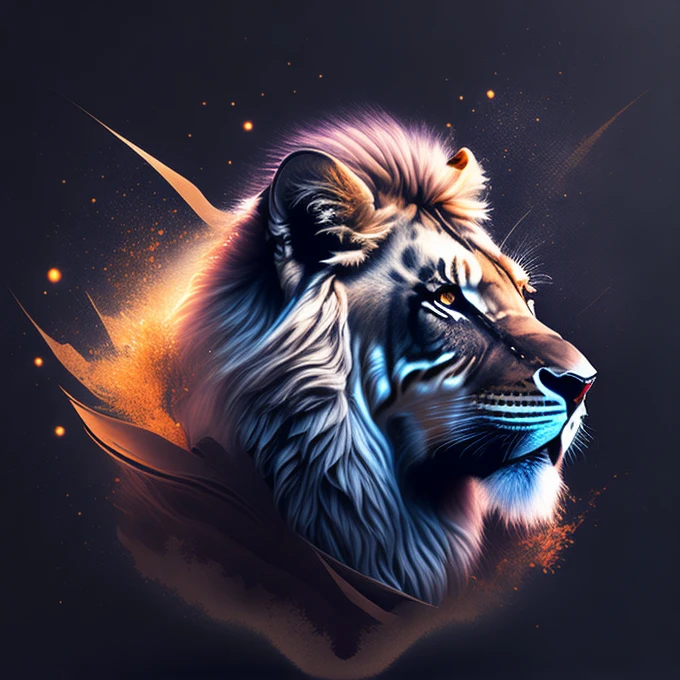 (best qualityer,4K,8K,high resolution,work of art:1.2),ultra detali,(realisitic,photorealisitic,photo-realisitic:1.37),vectorial art,t-shirt design,dark splash,lionhead,rzminjornada