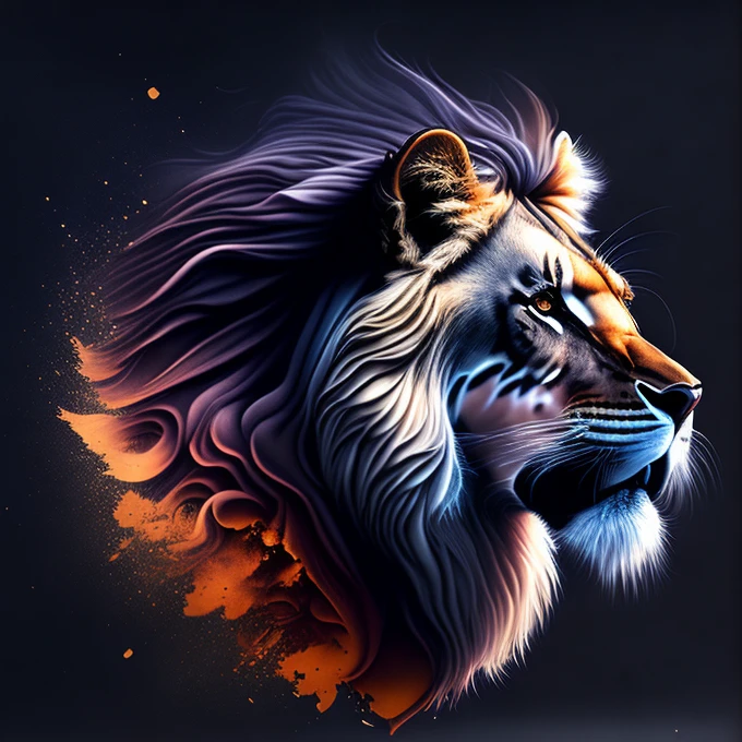 (best qualityer,4K,8K,high resolution,work of art:1.2),ultra detali,(realisitic,photorealisitic,photo-realisitic:1.37),vectorial art,t-shirt design,dark splash,lionhead,rzminjornada