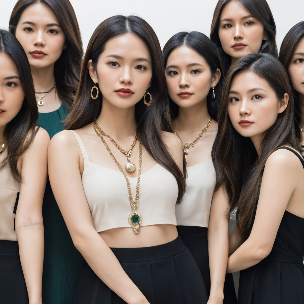 a close up of a woman with long hair and a necklace, combination of cindy avelino, joy ang, gemma chen, julia fuentes, ann takamaki, natasha tan maciej kuciara, journalist photo, hana alisa omer, serena malyon, fujita goro, yuuka kazami, jen zee, lorena avarez, mai anh tran