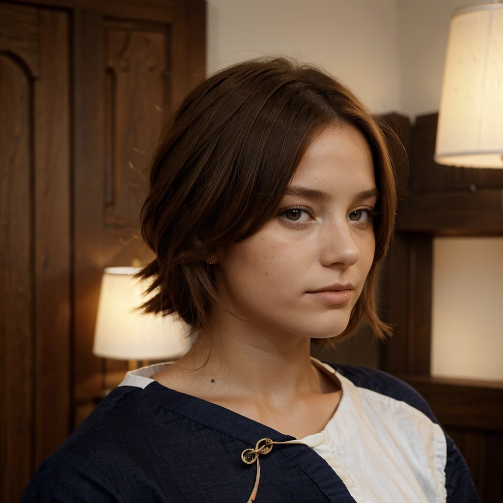 Une femme couleur de peau métisse, cheveux bruns,âge 17 ans  