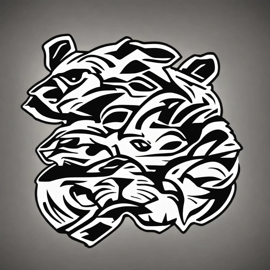 Killer ferret in e-sports logo style, minimalistic, 2d, bicolor, vectorised, white flat background