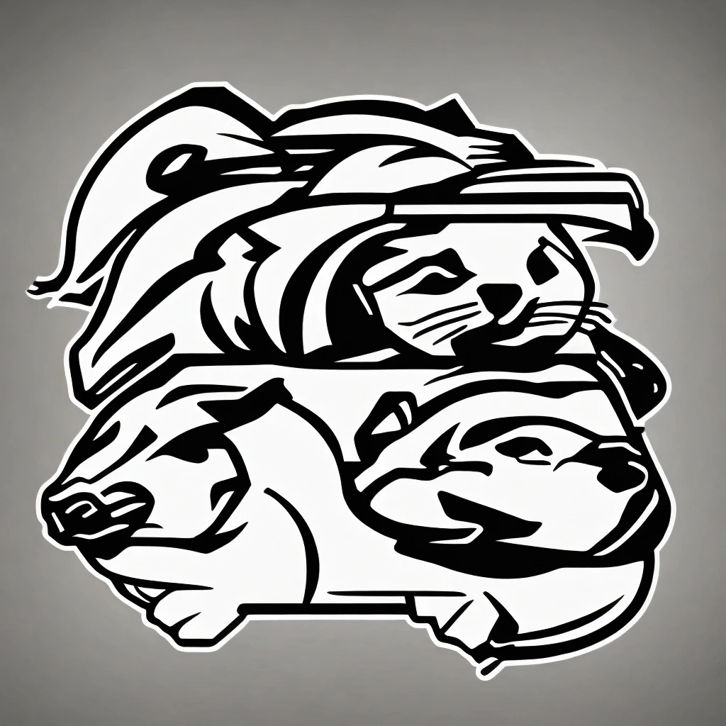Killer ferret in e-sports logo style, minimalistic, 2d, bicolor, vectorised, white flat background
