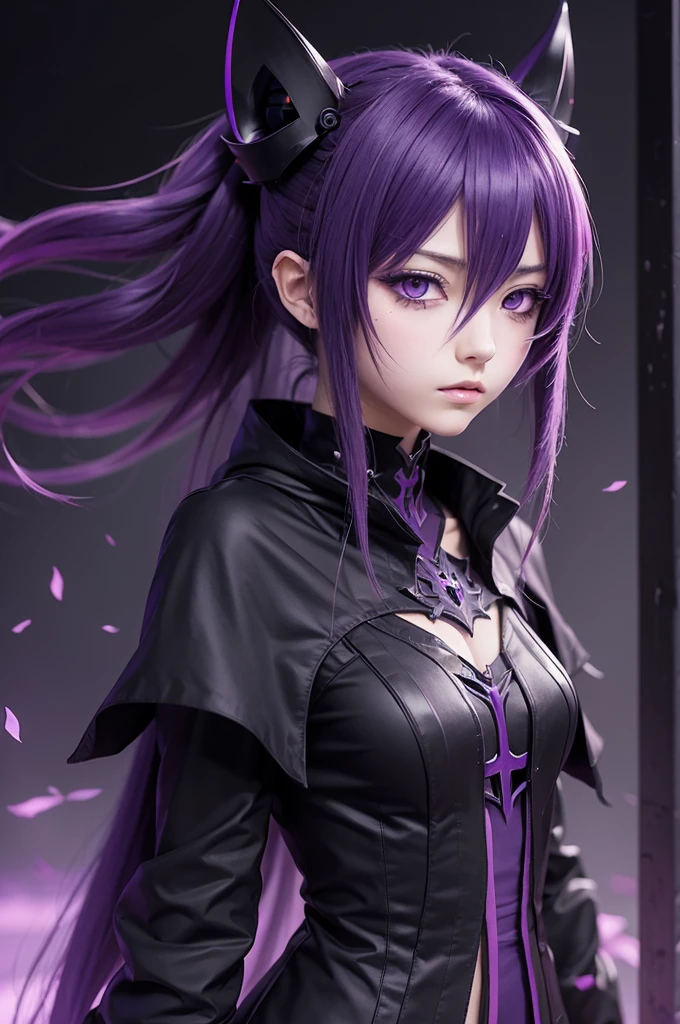 anime character, estilo grimdark, vred,purple aura, céu grimdark,grimdark,anime art