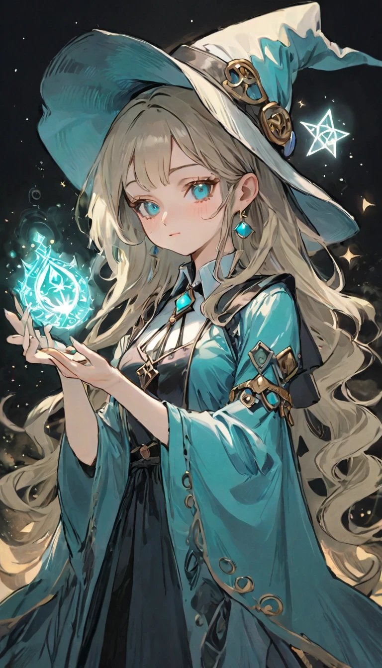 White shirt、Realistic textured skin、Ash Blonde、1 strand of hair、Side Tail、Turquoise Eyes、16 years old、tarot card divination:1.37、Close-up of a woman in dress and hat holding tarot cards:1.37, Beautiful Celestial Magician, portrait of a Female Wizard, Female Wizard, Mechanized Witch&#39;s Little Wizard!, Female Wizard, dark witch character, magician magic witch, Black-haired wizard, Dark Sorceress Full View, Astral Witch Outfit, Dark magician full body pose、