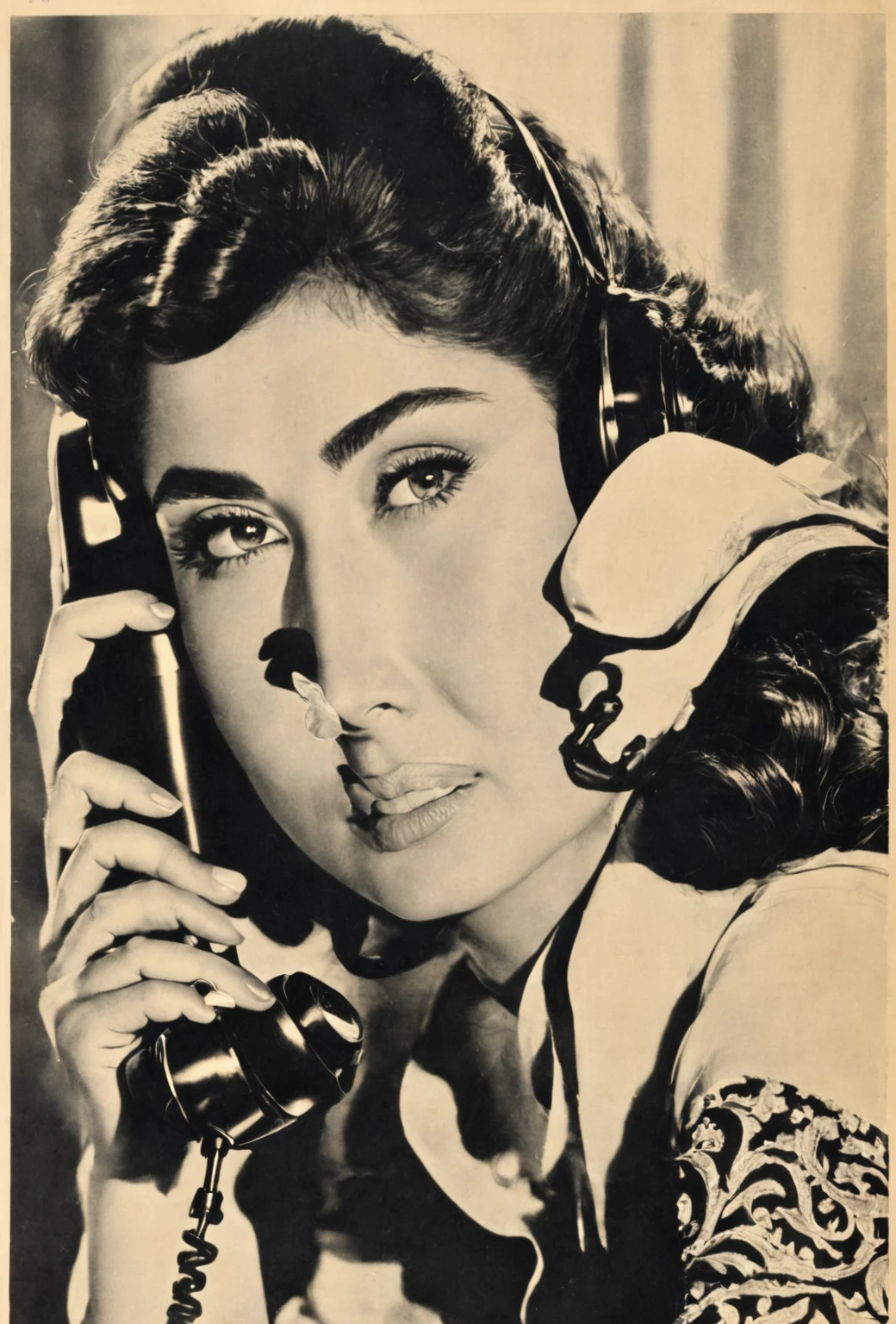 a close up of a poster with a woman on a phone, movie poster from 1960s, poster for the film, 1 9 5 0 s movie poster, arabian wrestling woman, 1960s orientalism, movie poster, vintage movie poster, cerebri movie poster, film poster, old movie, movie poster 7 0's, vintage film poster