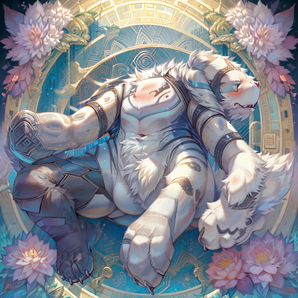 Cute furry wolf boy,瑟瑟,Stretched,blush