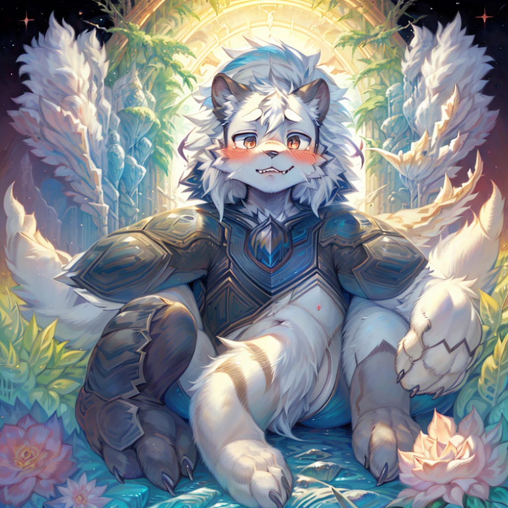 Cute furry wolf boy,瑟瑟,Stretched,blush